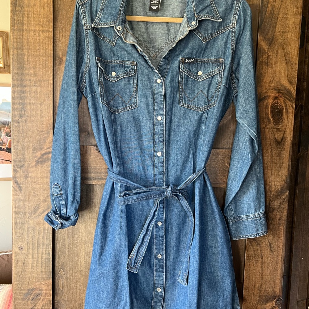 Wrangler Blue Denim Long Sleeve Dress